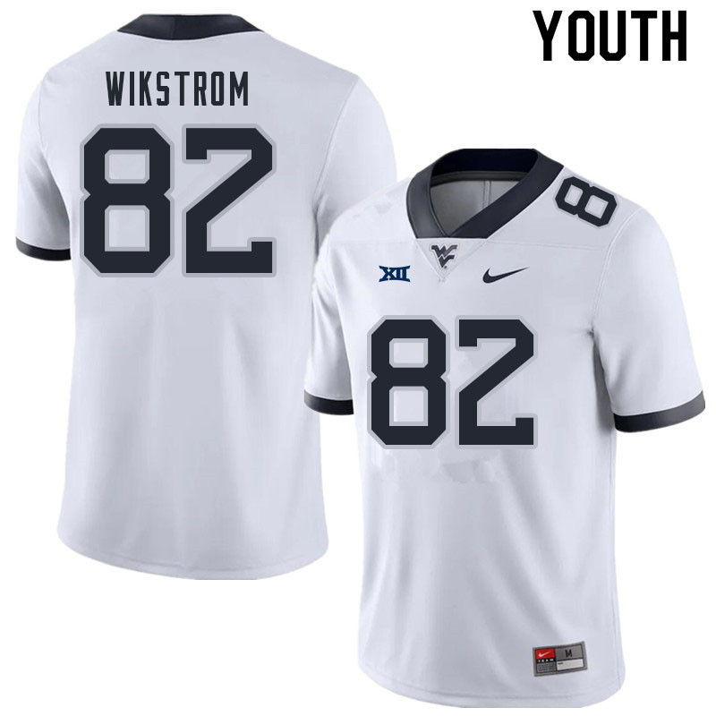 Youth #82 Victor Wikstrom West Virginia Mountaineers College Football Jerseys Sale-White - Click Image to Close